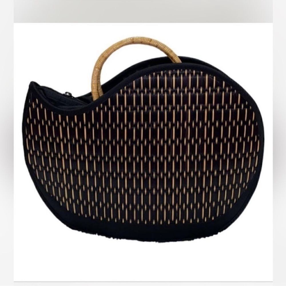 Basket of Cambodia Black & Tan Handbag.